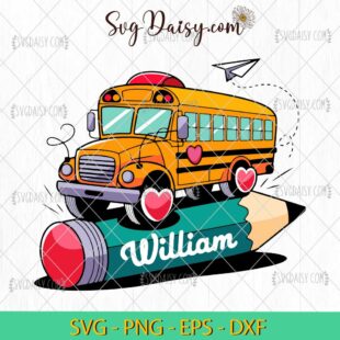 Custom School Bus With Name Pencil SVG, Back To School SVG