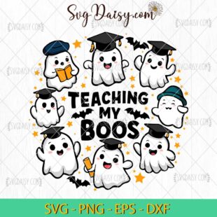 Cute Ghost Teaching My Boos SVG, Cute Ghost School Halloween SVG, Halloween SVG