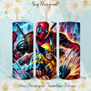 Deadpool And Wolverine Tumbler Wrap PNG, Marvel Movies 2024 Tumbler Wrap PNG