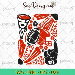 Football Game Day SVG, Retro Red And Black SVG, Touchdown Season SVG