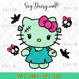 Frankenstein Hello Kitty SVG, Hello Kitty Halloween SVG, Halloween SVG