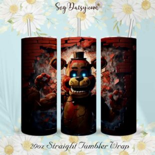 Freddy Fazbears 3D 20oz Tumbler Wrap PNG