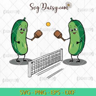 Funny Pickles Playing Pickleball SVG