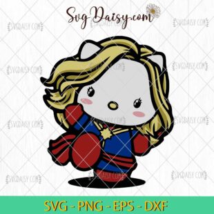 Hello Kitty Captain Marvel SVG, Hello Kitty Super Hero SVG, Hello Kitty Marvel