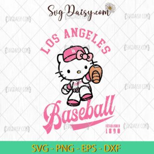 Hello Kitty Dodgers SVG, Hello Kitty Baseball SVG