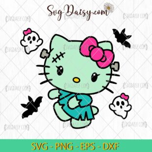 Hello Kitty Frankenstein SVG, Hello Kitty Halloween SVG, Halloween SVG