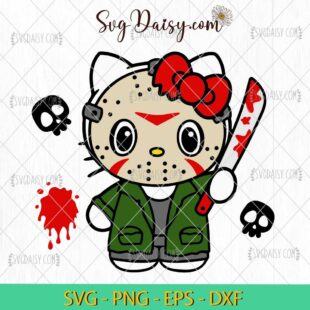 Hello Kitty Jason Voorhees SVG, Hello Kitty Halloween SVG, Halloween SVG