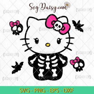 Hello Kitty Little Skeleton SVG, Hello Kitty Halloween SVG, Halloween SVG