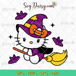 Hello Kitty Little Witch SVG, Hello Kitty Halloween SVG, Halloween SVG