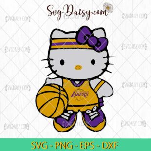 Hello Kitty Los Angeles Lakers SVG, Hello Kitty Basketball SVG, Hello Kitty SVG