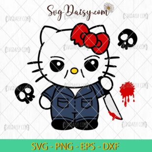 Hello Kitty Michael Myers SVG, Hello Kitty Halloween SVG, Halloween SVG