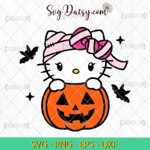 Hello Kitty Mummy Pumpkin SVG, Hello Kitty Halloween SVG, Halloween SVG