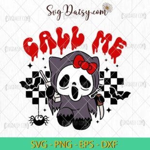 Hello Kitty Scream Call Me SVG, Hello Kitty Halloween SVG, Hello Kitty Horror Movie SVG