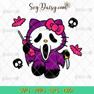 Hello Kitty Scream SVG, Hello Kitty Halloween SVG, Halloween SVG