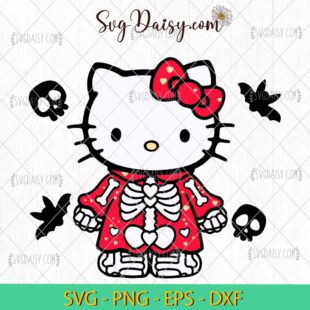 Hello Kitty Skeleton SVG, Hello Kitty Halloween SVG, Halloween SVG