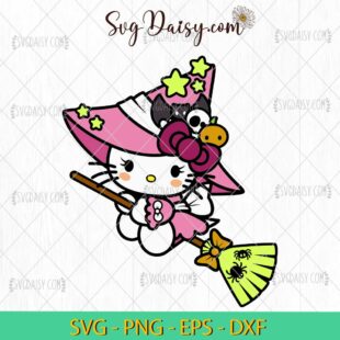 Hello Kitty Witch Halloween SVG, Hello Kitty Spider SVG, Hello Kitty Halloween SVG