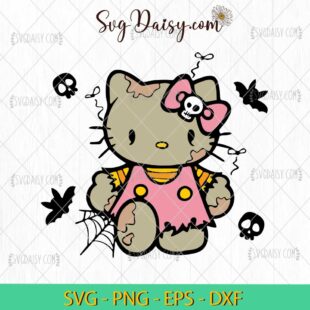 Hello Kitty Zombie SVG, Hello Kitty Halloween SVG, Disney Halloween SVG