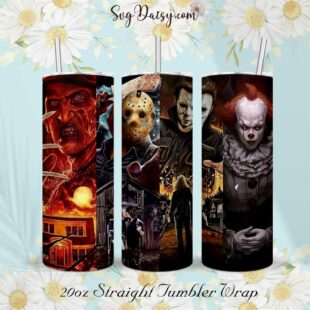 Horror Movies Characters 20oz Tumbler Wrap Png