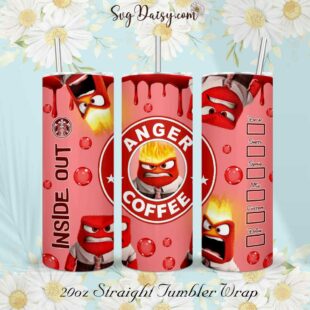 Inside Out 2 Anger Coffee 20oz Tumbler Wrap PNG