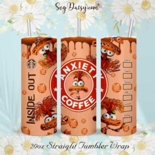 Inside Out 2 Anxiety Coffee 20oz Tumbler Wrap PNG