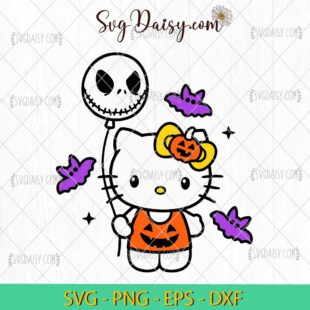 Jack Balloon Hello Kitty SVG, Hello Kitty Halloween SVG, Halloween SVG