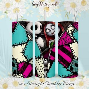 Jack Skellington Sally Zipper Tumbler Wrap PNG, The Nightmare Before Christmas Tumbler PNG