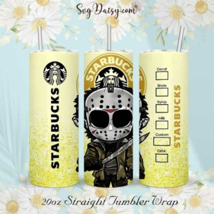 Jason Voorhees Starbucks Coffee 20oz Tumbler Wrap PNG