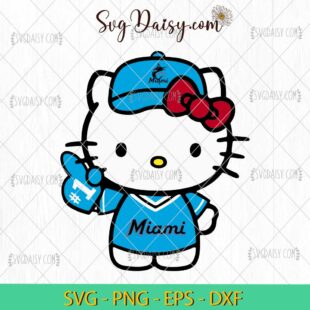 Miami Marlins Hello Kitty SVG, Hello Kitty Baseball SVG, Hello Kitty Sport SVG, MLB SVG