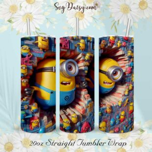 Minions 3D 20oz Tumbler Wrap Png