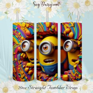 Minions Stuart 3D Tumbler Wrap Png