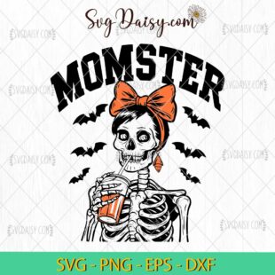 Momster Skeleton Mom Halloween Coffee SVG, Skeleton Cofee SVG, Halloween SVG