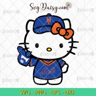 New York Mets Hello Kitty SVG, Hello Kitty Baseball SVG, Hello Kitty Sport SVG, MLB SVG