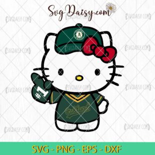 Oakland Athletics Hello Kitty SVG, Hello Kitty Baseball SVG, Hello Kitty Sport SVG, MLB SVG