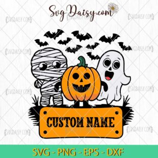 Personalized Kid Name Halloween SVG, Ghost And Pumpkin SVG, Halloween SVG