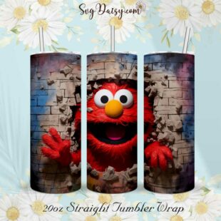 Sesame Street Elmo 3D 20oz Tumbler Wrap PNG