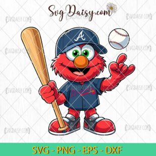 Sesame Street Elmo Atlanta Braves Svg, Elmo Baseball Svg, Sesame Street MLB Svg