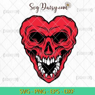 Skull Heart SVG, Skull Spooky SVG, Skull Scary Halloween SVG