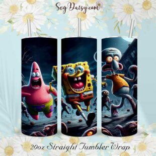 SpongeBob AI 20oz Tumbler Wrap Png