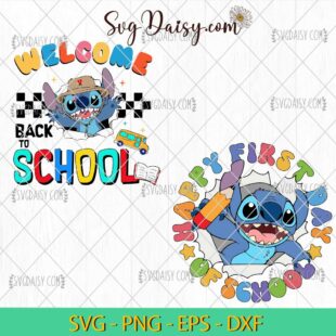 Stitch Welcome Back To School Svg, Happy First Day Of School Svg, Bundle Svg