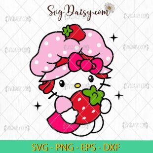 Strawberry Shortcake Hello Kitty SVG, Cute Hello Kitty SVG, Hello Kitty Cartoon SVG