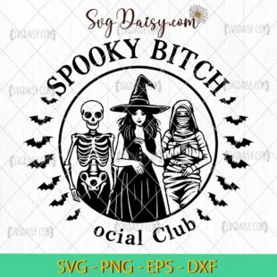 Vintage Spooky Bitch Social Club SVG, Halloween SVG