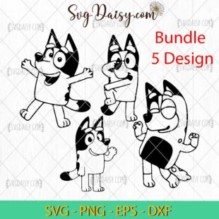 Bluey Black And White Cartoon Dog Bundle SVG