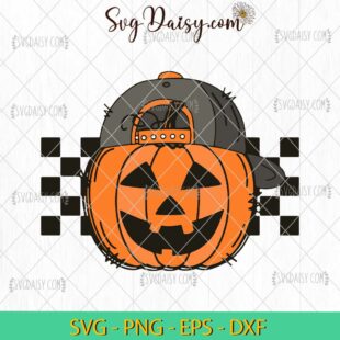 Checkered Pumpkin Cap Halloween SVG, Pumpkin SVG, Halloween SVG