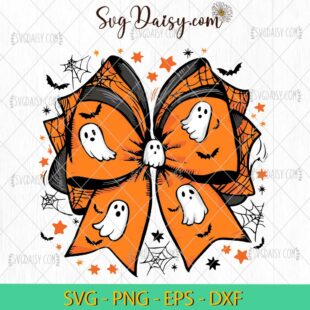 Coquette Halloween Bow Bat And Ghost SVG