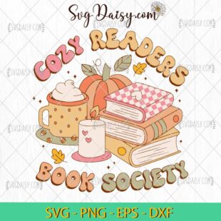 Cozy Readers Book Society SVG, Autumn Fall Cozy Bookish SVG, Book Club SVG