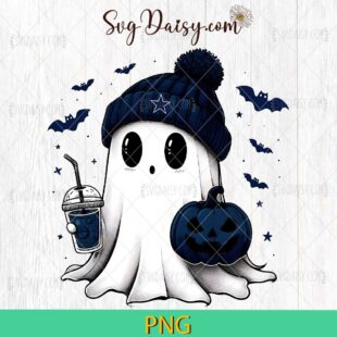 Cute Dallas Cowboys Ghost Football Fall Pumpkin PNG, Ghost Football PNG, Dallas Cowboys PNG