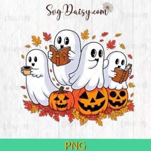 Ghost Reading Book Fall Vibes PNG