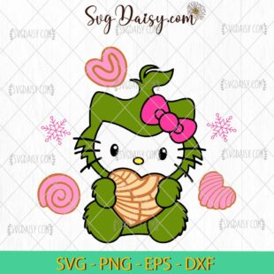 Grinchy Hello Kitty SVG, Hello Kitty Christmas SVG, Sanrio Christmas SVG