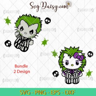 Hello Kitty Beetlejuice Bundle SVG, Hello Kitty SVG, Halloween SVG