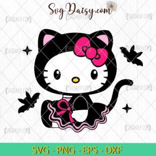 Hello Kitty Black Cat Lolita SVG, Hello Kitty Halloween SVG, Sanrio Halloween SVG